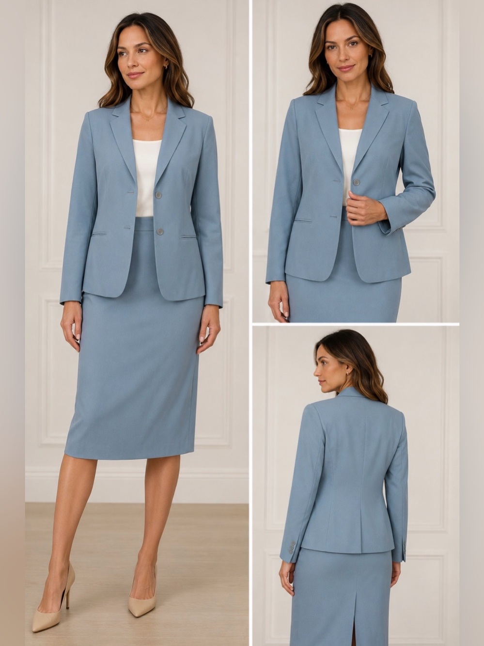 Talbots Light Blue Skirt Suit Set